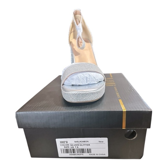 IDIFU Silver Glitter Block Heels | Square Toe Ankle Strap Sandals |Size 7.5, 8.0 - Picture 9 of 9